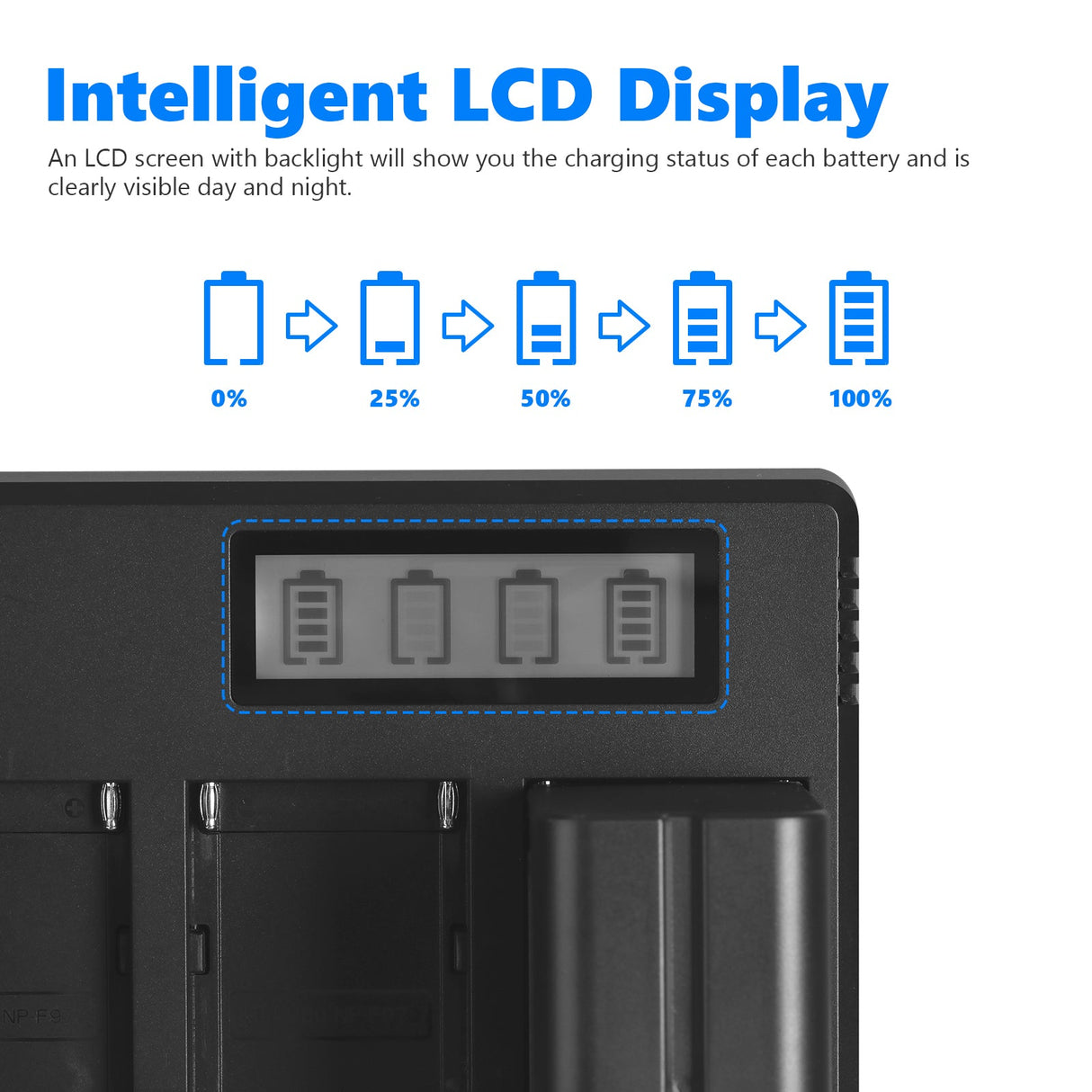 NEEWER 4-Pack NP-F970 Battery Set for Sony