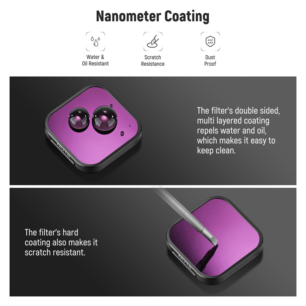 NEEWER 4 Pack ND Filter Set For GoPro Hero 12/11/10/9