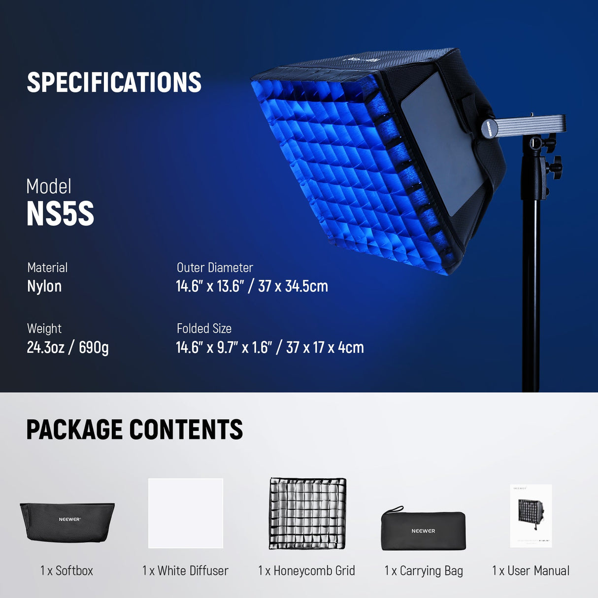 NEEWER NS5S Upgraded Softbox Diffuser For RGB1200