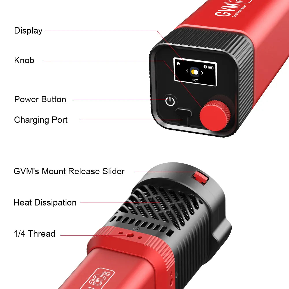 GVM 60W Bi-Color Handheld LED Pocket Video Light (Built in battery style) - 1 light-with battery