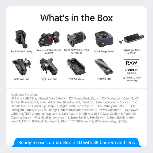 DJI Ronin 4D 4-Axis Cinema Camera 8K Combo Kit with DL PZ 17-28mm T3.0 ASPH Lens