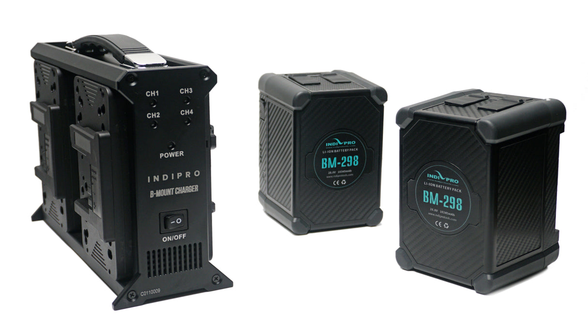 2x Indipro B-Mount 28.8V Li-Ion Batteries & Quad B-Mount Battery Charger Kit