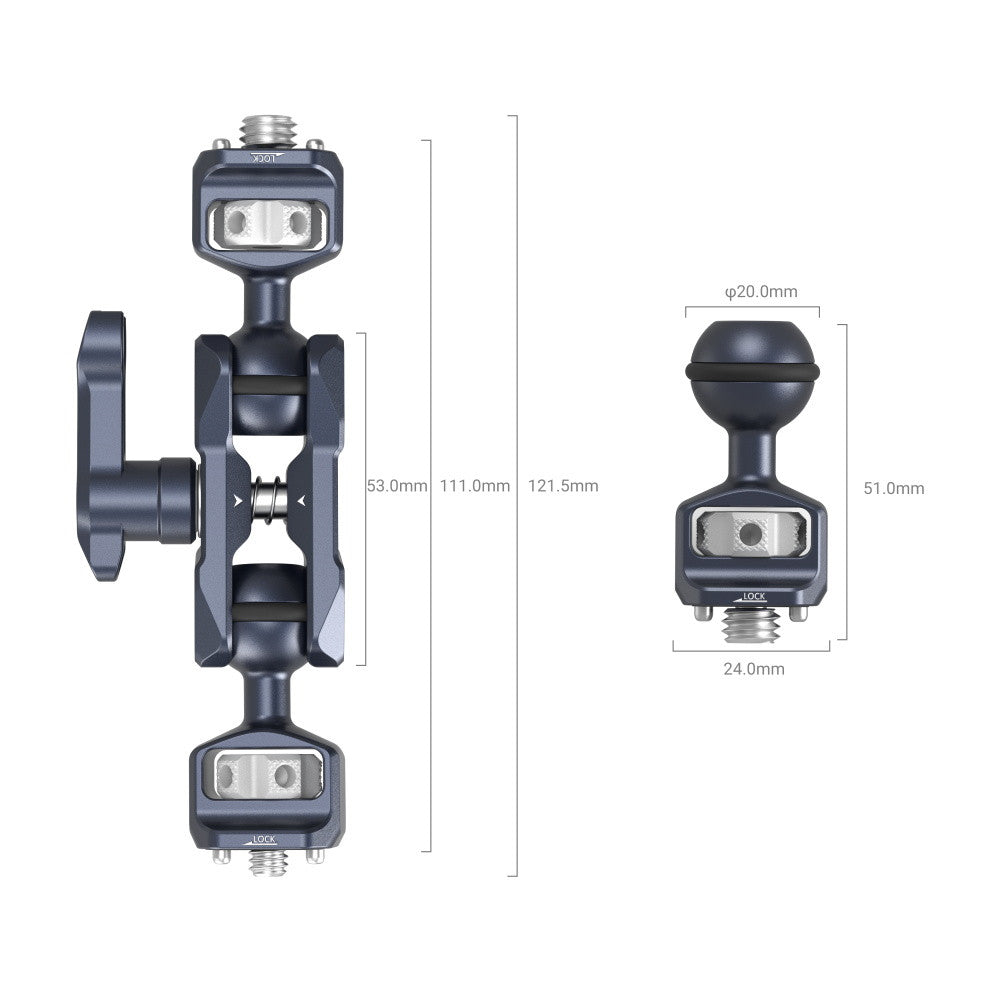 SmallRig Magic Arm Support with Dual Ball Heads (Compatible with 1/4"-20 and 3/8"-16 ARRI Threaded and Locating Holes) 3874