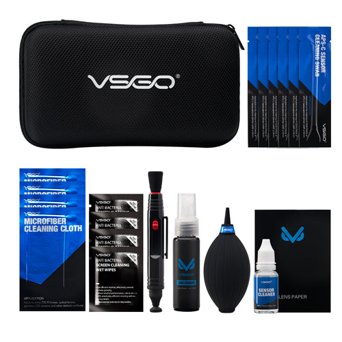 VSGO DKL-20 portable case with APS-C swabs, microfiber cloths, wet wipes, lens pen, blower and lens paper