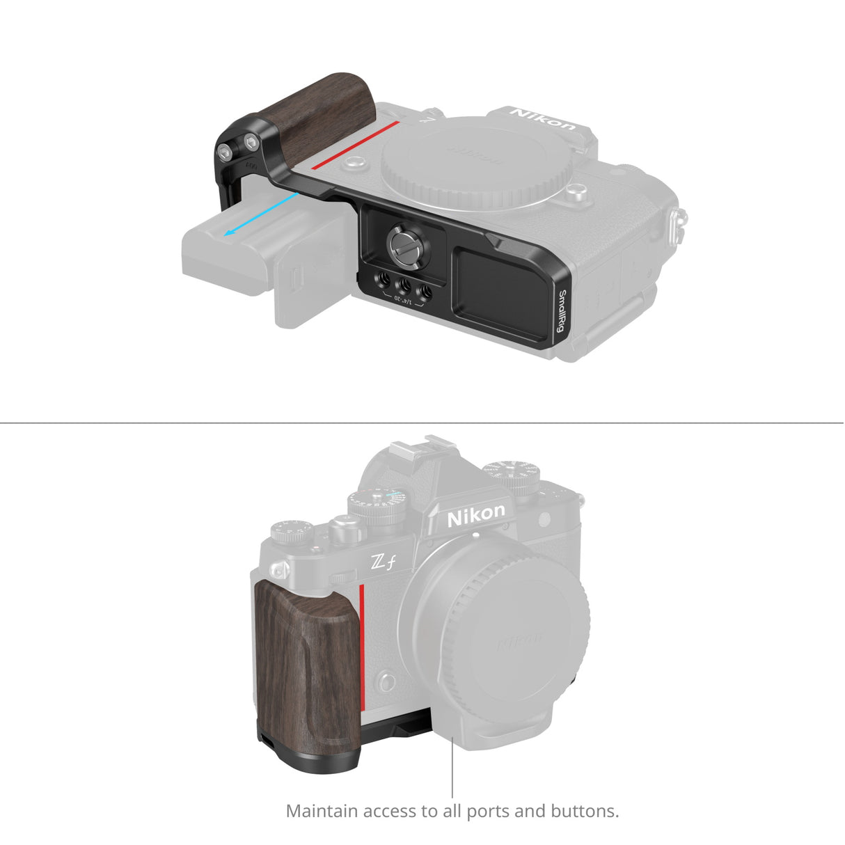 SmallRig L-Shape Mount Plate with Wooden Handle for Nikon Z f