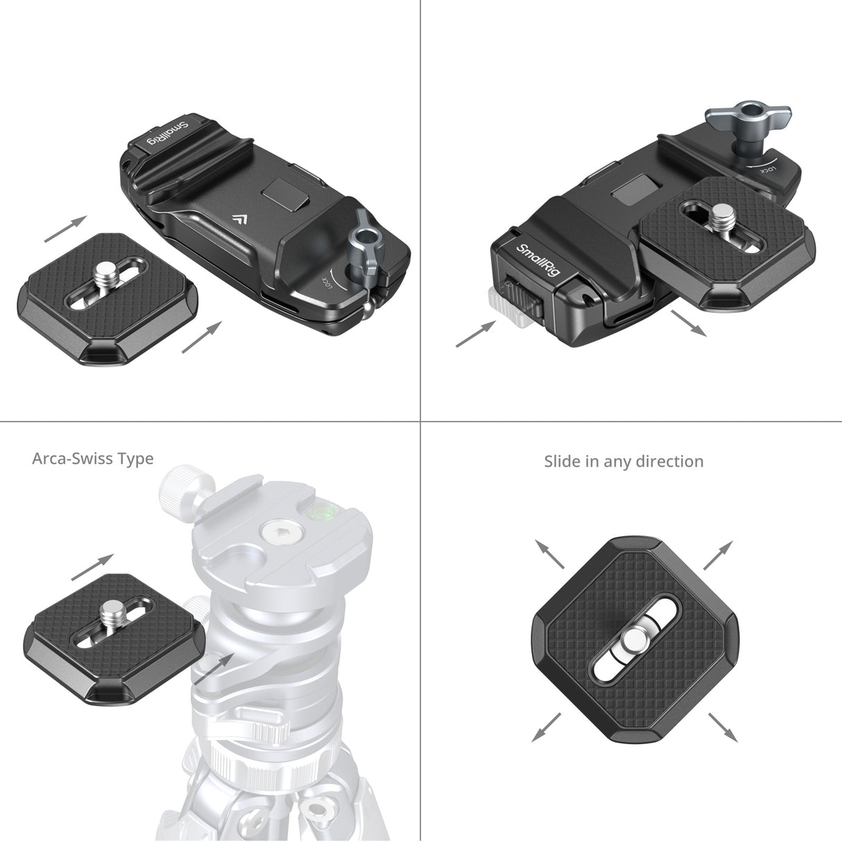 SmallRig Camera Clip with Quick Release Mount Plate Kit