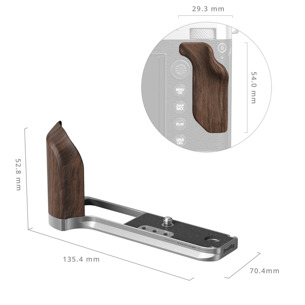 SmallRig L-Shape Mount Plate with Wooden Handle for FUJIFILM GFX100RF (Silver)