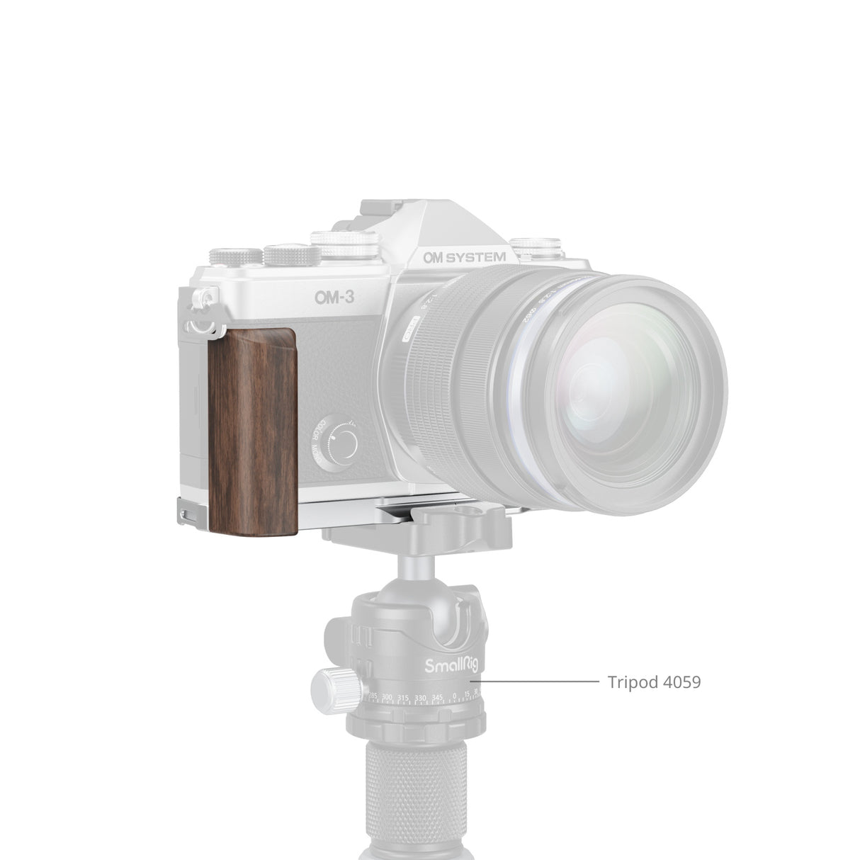SmallRig L-Shaped Mount Plate with Wooden Handle for OM SYSTEM OM-3