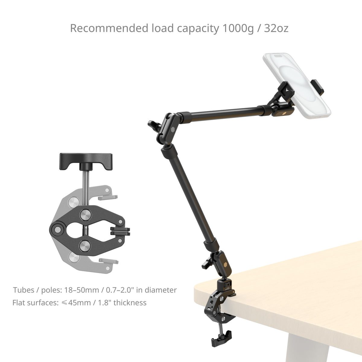 SmallRig Desktop Magic Arm with Crab-Shaped Clamp Kit (5625)