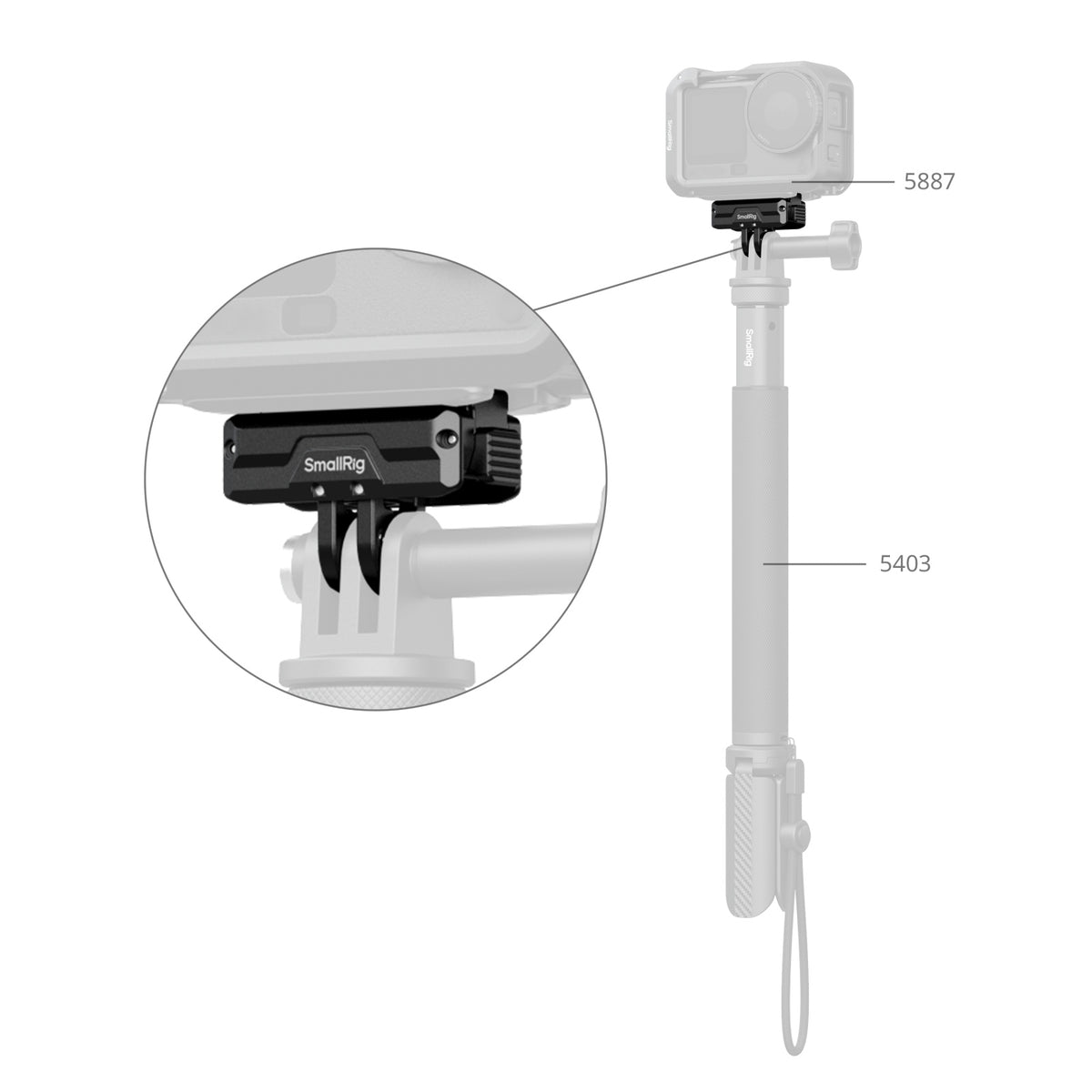SmallRig Bidirectional Quick Release Folding Adapter Mount with 2-Prong Mount and 1/4"-20 Threaded Hole