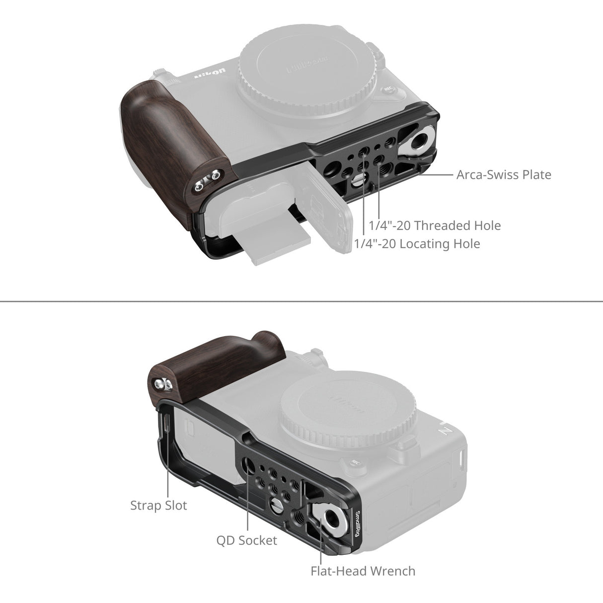SmallRig L-Shaped Mount Plate with Wooden Handle for Nikon ZR 5906