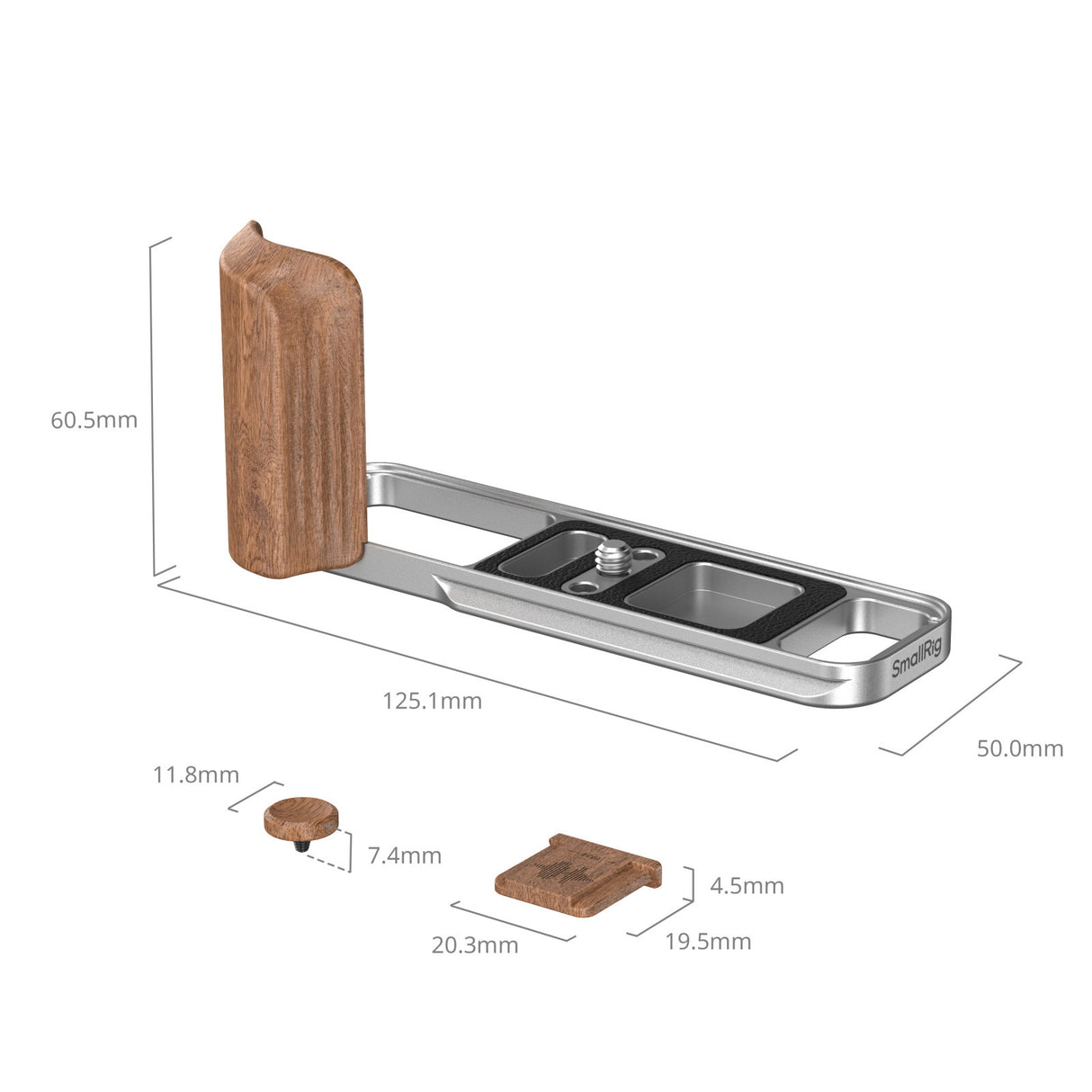 SmallRig L-Shaped Mount Plate with Wooden Handle for FUJIFILM X-E5 (Silver) 5984