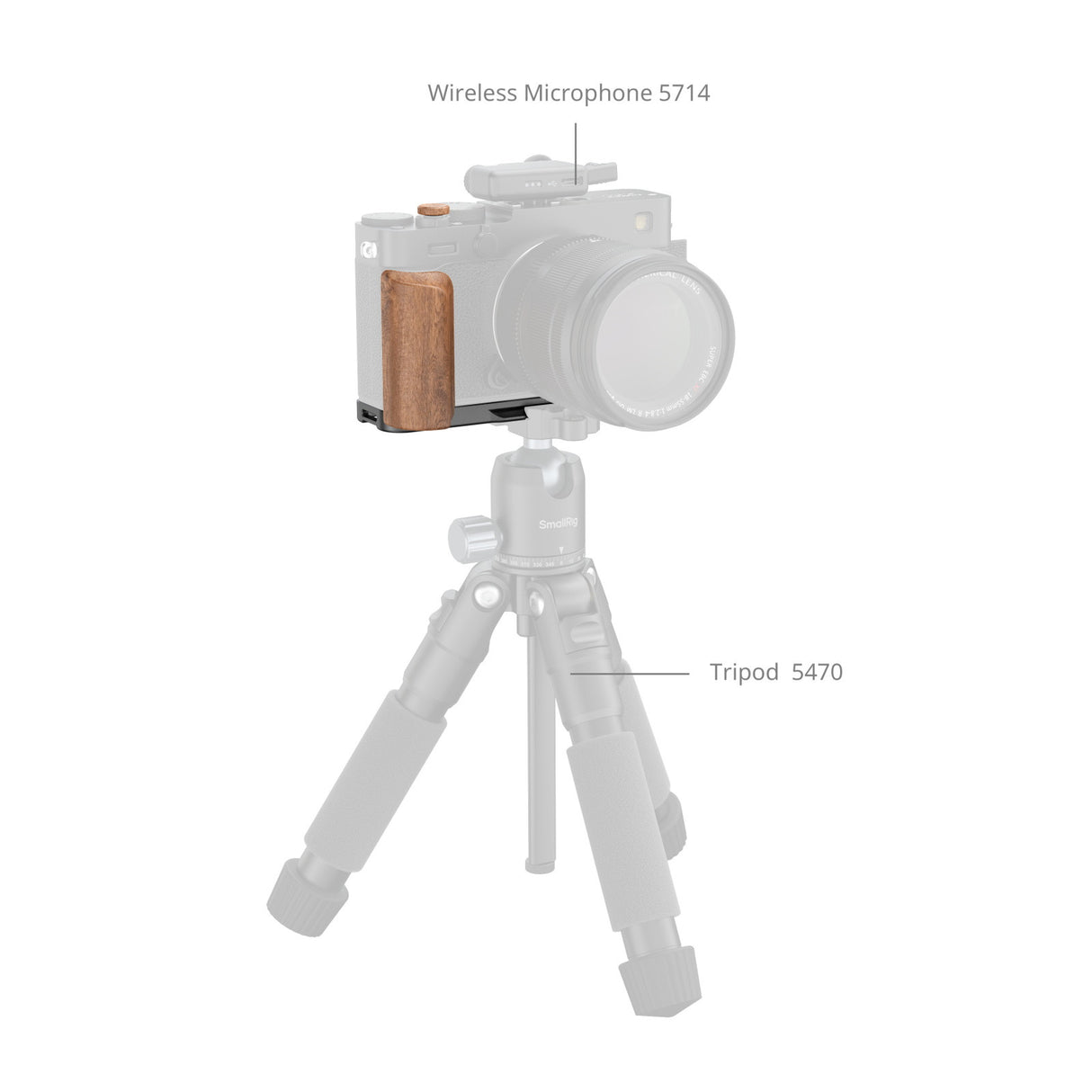 SmallRig L-Shaped Mount Plate with Wooden Handle for FUJIFILM X-E5 (Black) 5985