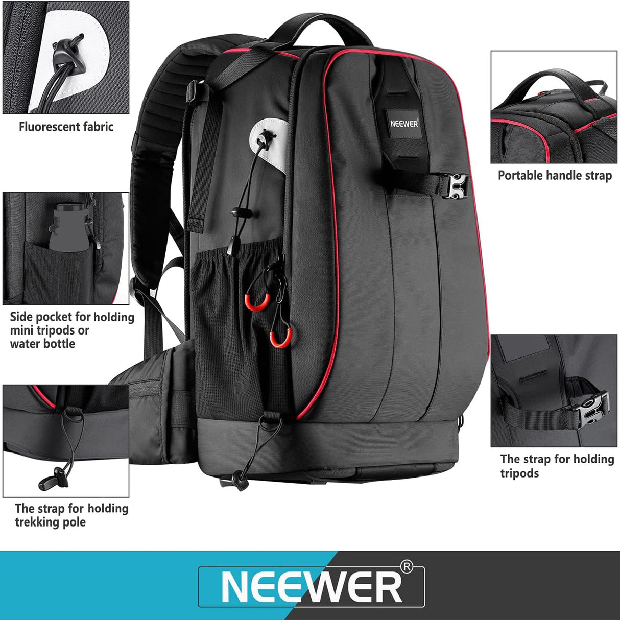 NEEWER 13.4"x10.2"x20.5" Pro Camera Backpack