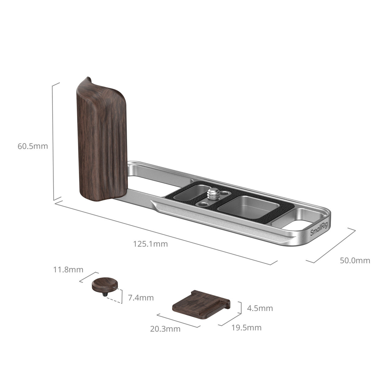 SmallRig L-Shaped Mount Plate with Wooden Handle for FUJIFILM X-E5 (Silver)6236