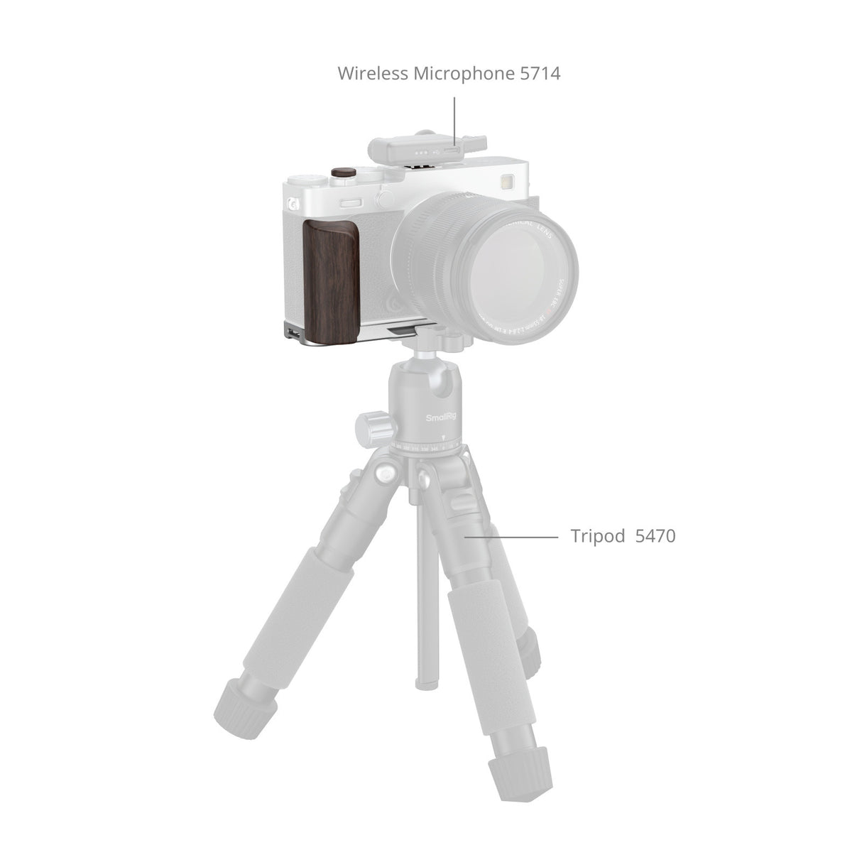 SmallRig L-Shaped Mount Plate with Wooden Handle for FUJIFILM X-E5 (Silver)6236