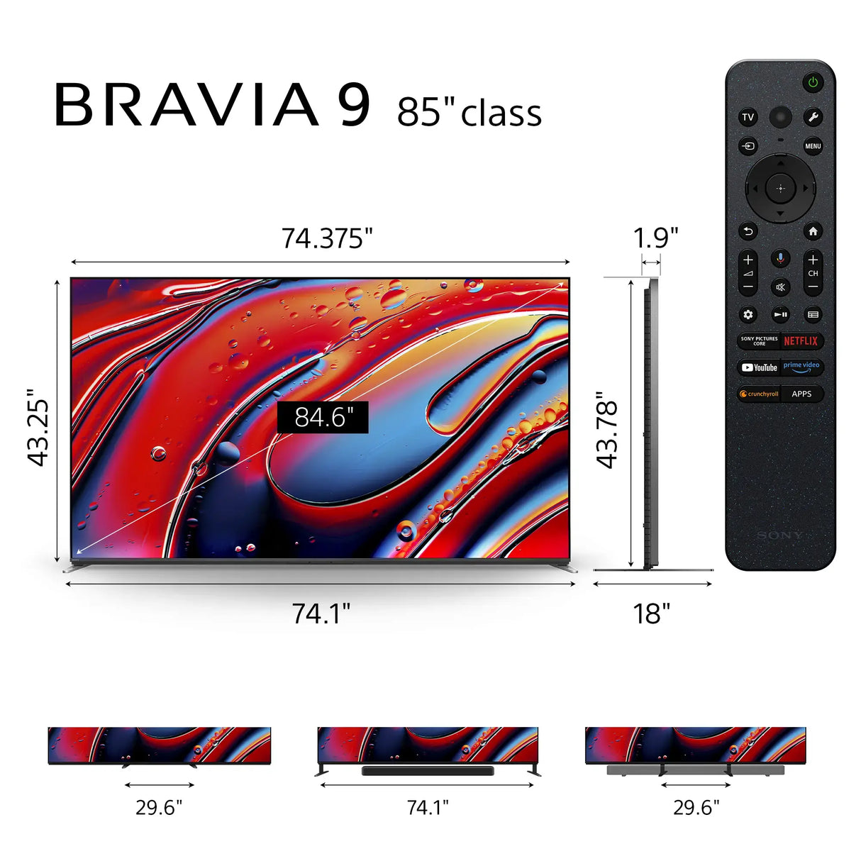 Sony BRAVIA 9 K85XR90 85" 4K HDR Smart QLED Mini-LED TV