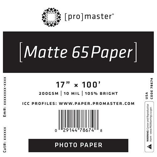 ProMaster Matte 65 Paper 17"x100' Roll - Image 1