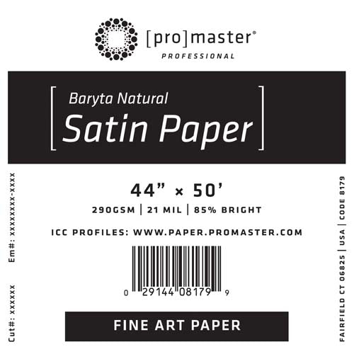 ProMaster Fine Art Baryta Natural Satin Paper 44"x50' Roll - Image 1