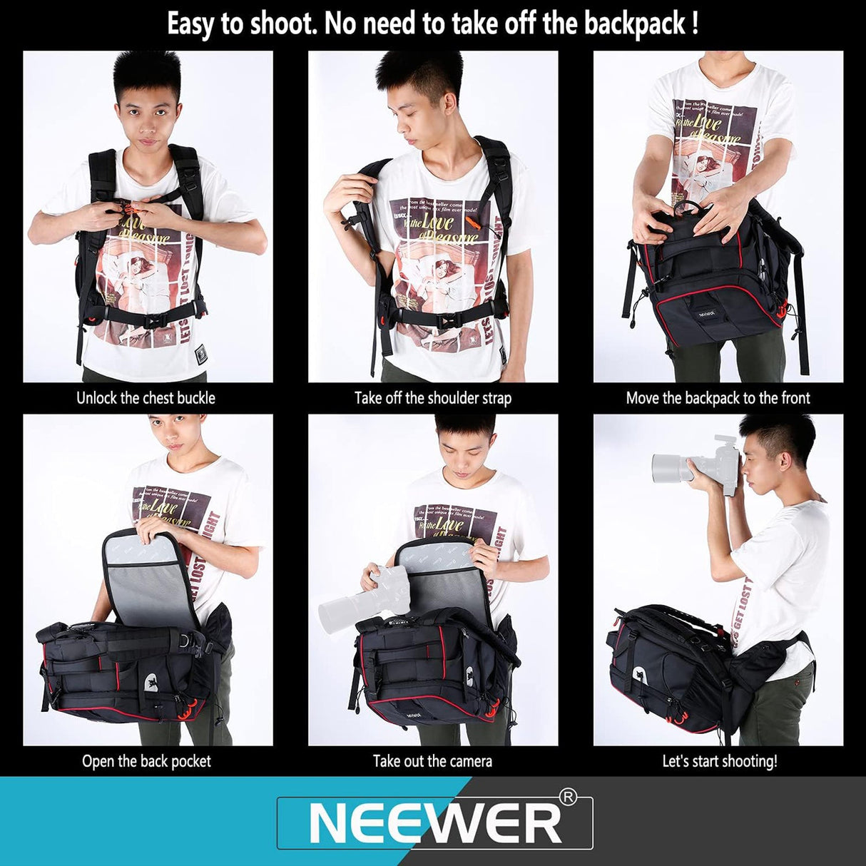 NEEWER 13.4"x10.2"x20.5" Pro Camera Backpack