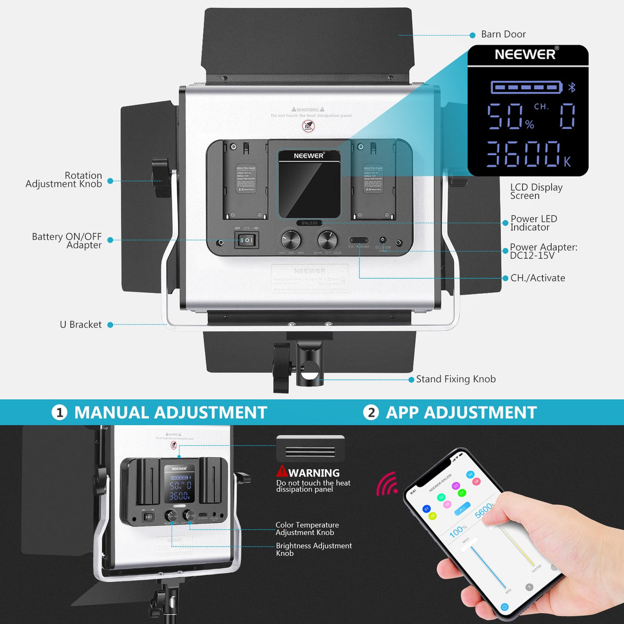 NEEWER 2-Pack SNL530 LED Video Lighting Kit