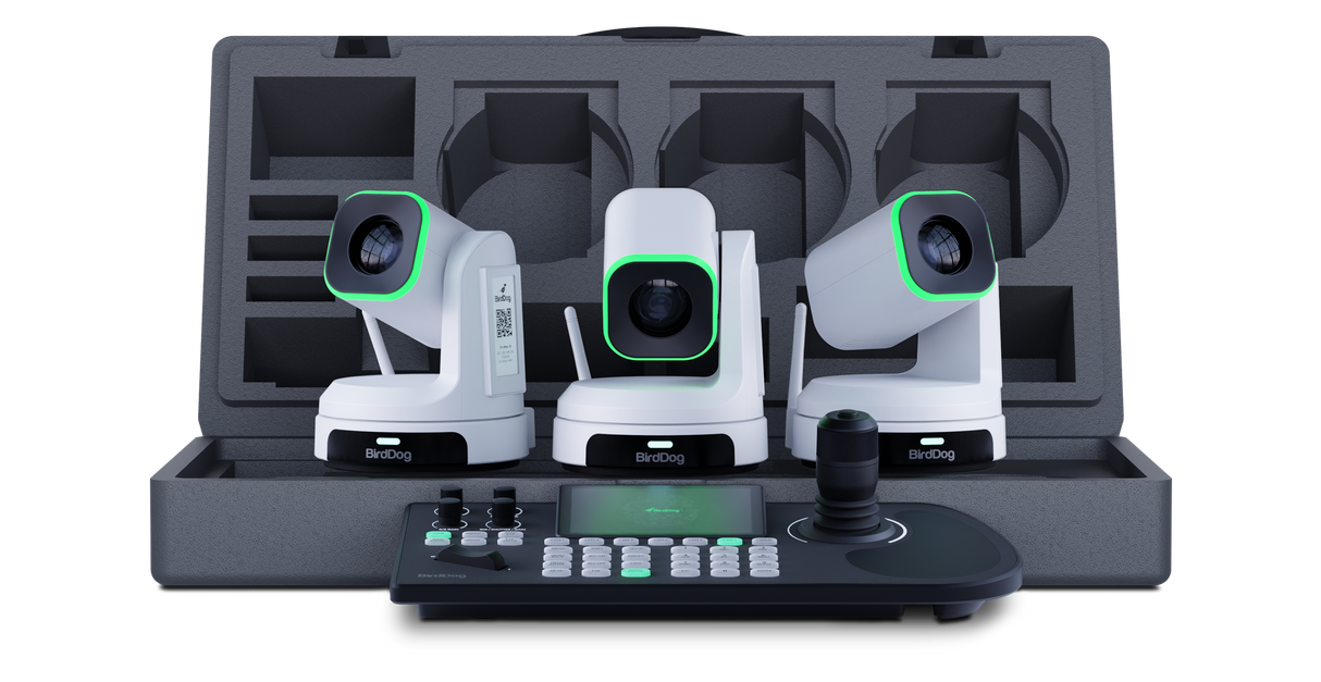 BirdDog 3x X1 PTZ Camera and KBD Keyboard Bundle (White)