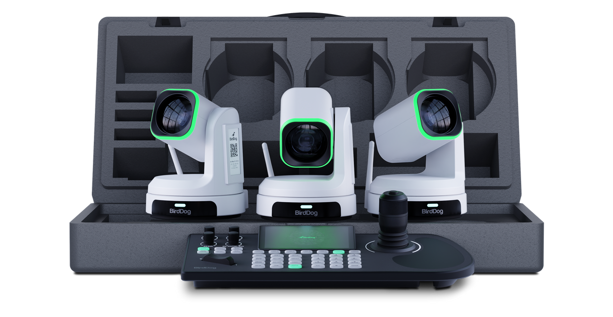 BirdDog 3x X1 Ultra PTZ Cameras and KBD Keyboard Bundle (White)