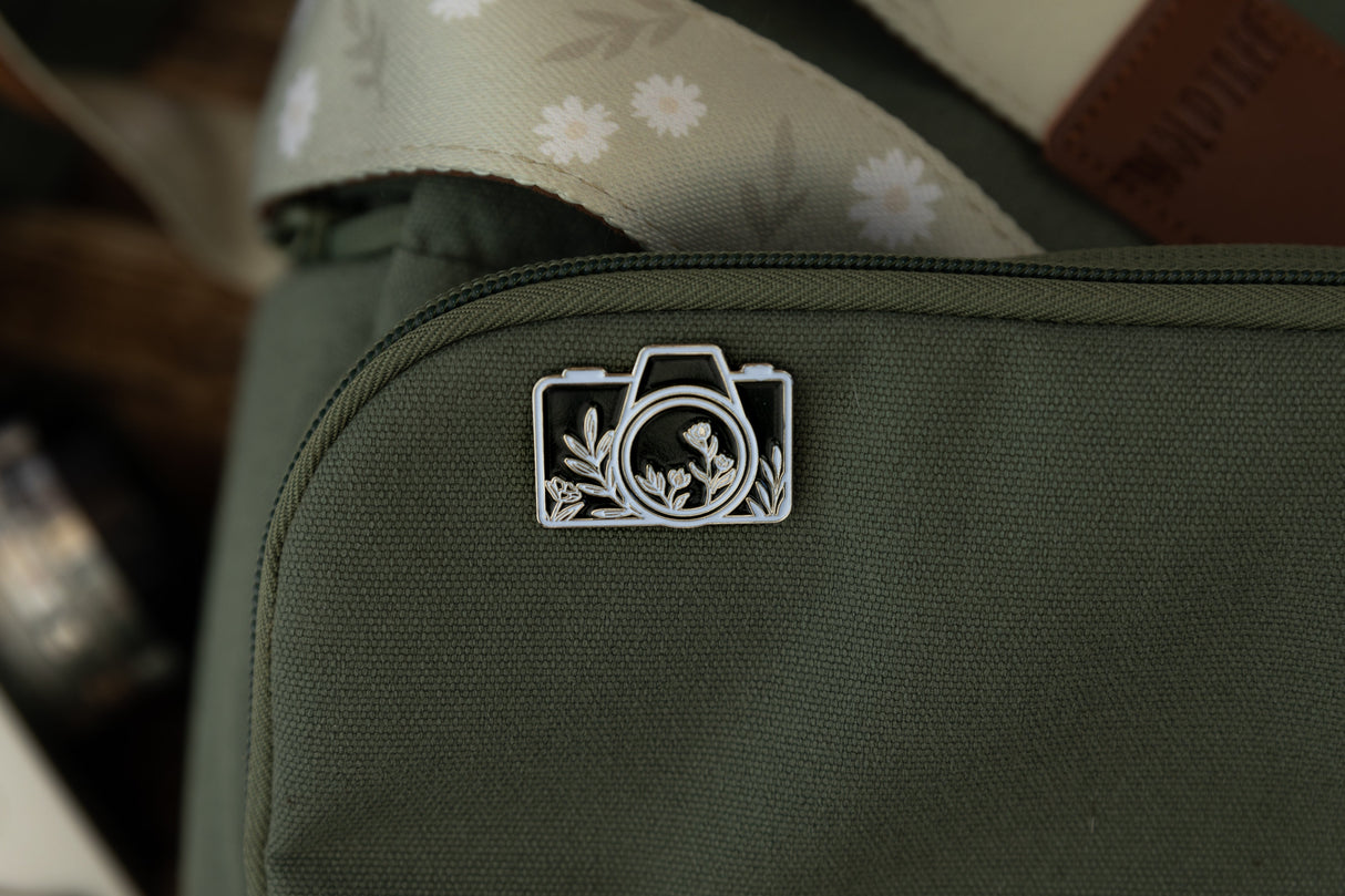 Camera Floral Enamel Pin