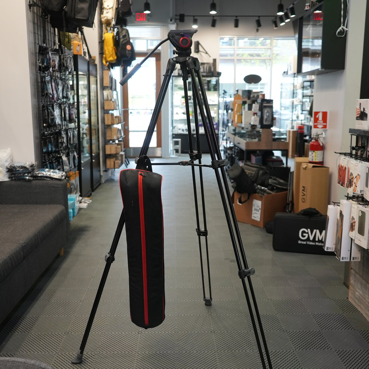 (USED) Manfrotto MVH500A Fluid Drag Video Head with MVT502AM Tripod and Carry Bag