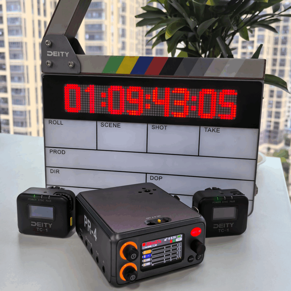 Deity PR-4 with timecode slate