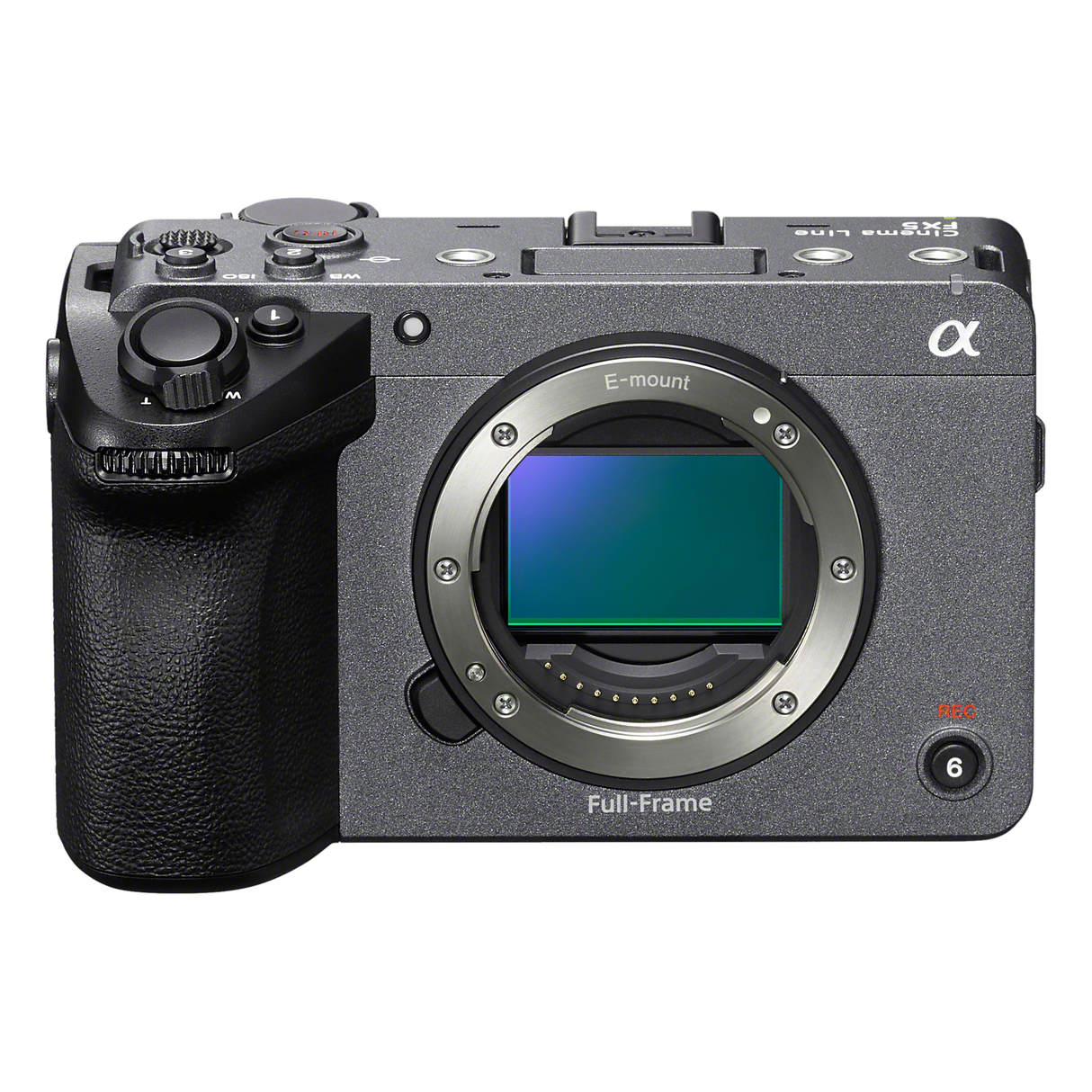Sony FX5 Full-Frame Cinema Camera body front view showing E-mount and full-frame sensor
