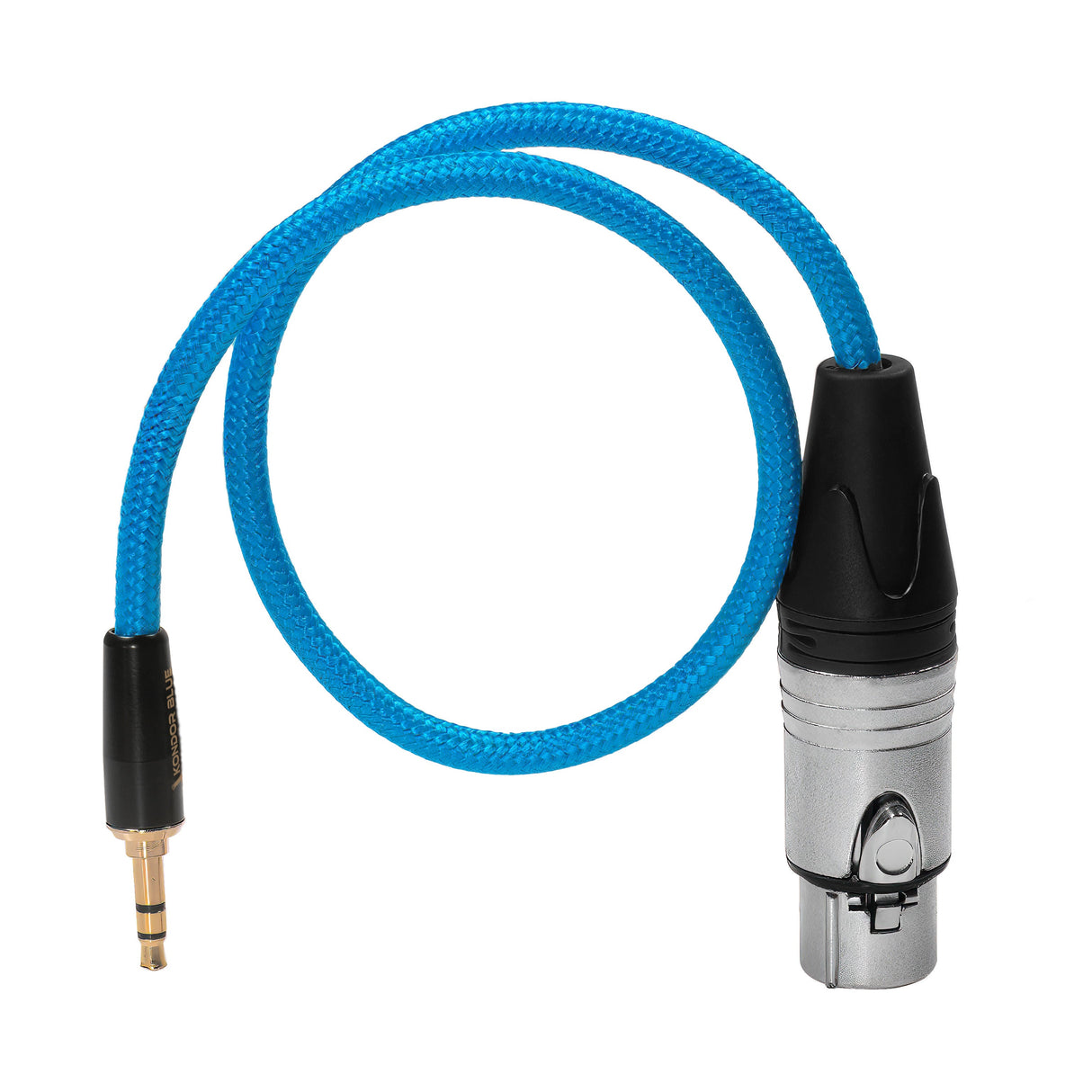 16" Female XLR to 3.5mm Male Mini TRS Blue Braided