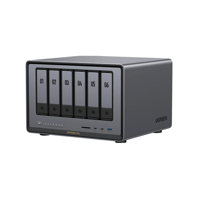 UGREEN NASync DXP6800 Pro 6-Bay Thunderbolt NAS w/ Intel 10-Core i5 CPU (Up to 4.40 GHz) 8GB DDR5 4x M.2 PCIe Slots 1x 2.5GbE 1x 10GbE 2 TBT4 SD 0 TB- DISKLESS NAS