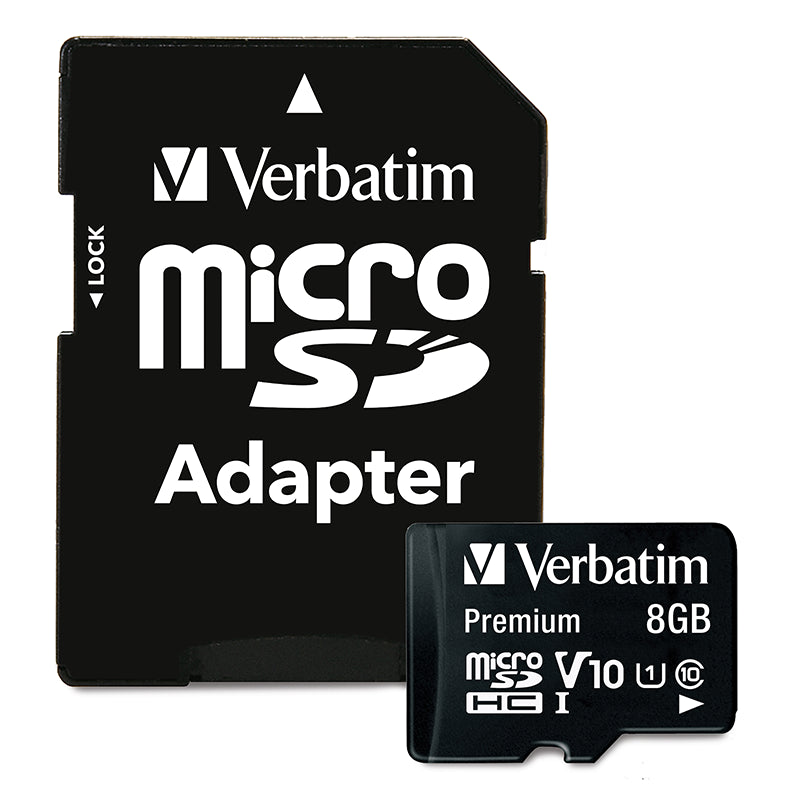 Verbatim Premium microSDHC Memory Card With Adapter UHS-1 Class 10 TAA 8GB