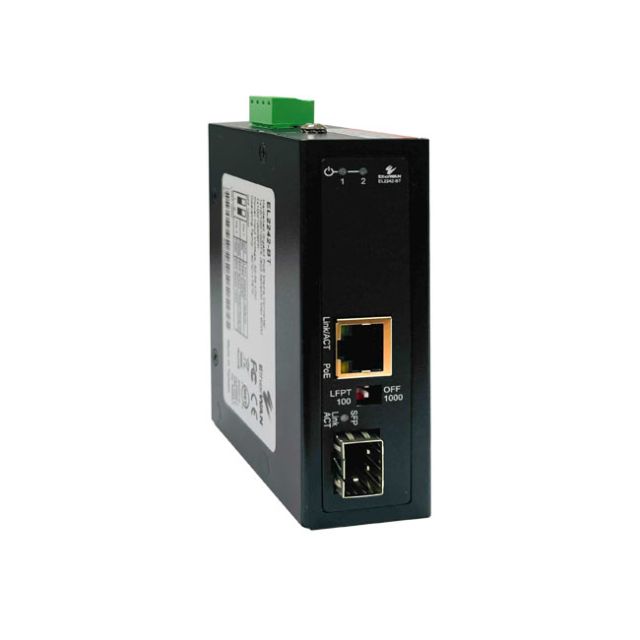 EtherWAN EL2242-BT Hardened Gigabit 90W PoE Media Converter