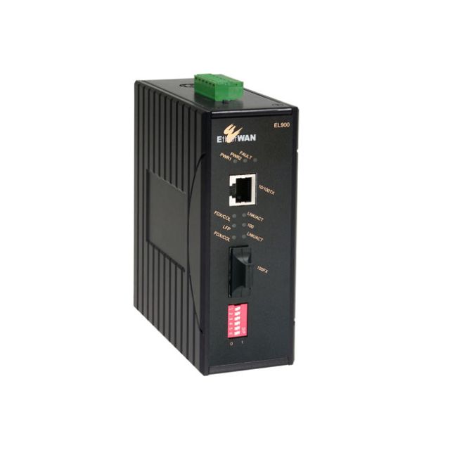 EtherWAN 10/100BASE-TX to 100BASE-FX Hardened Media Converter (DC Terminal Block, Multi Mode (SC) - 2Km)