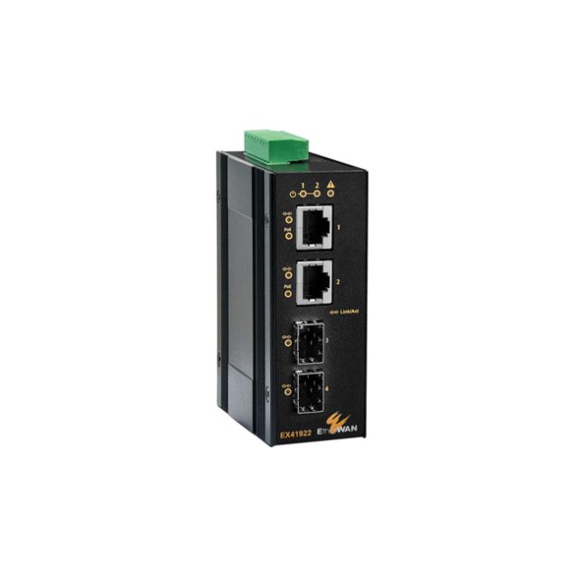EtherWAN Hardened Unmanaged 2-port 10/100/1000BASE PoE+2-port 100/1000 SFP Ethernet Switch