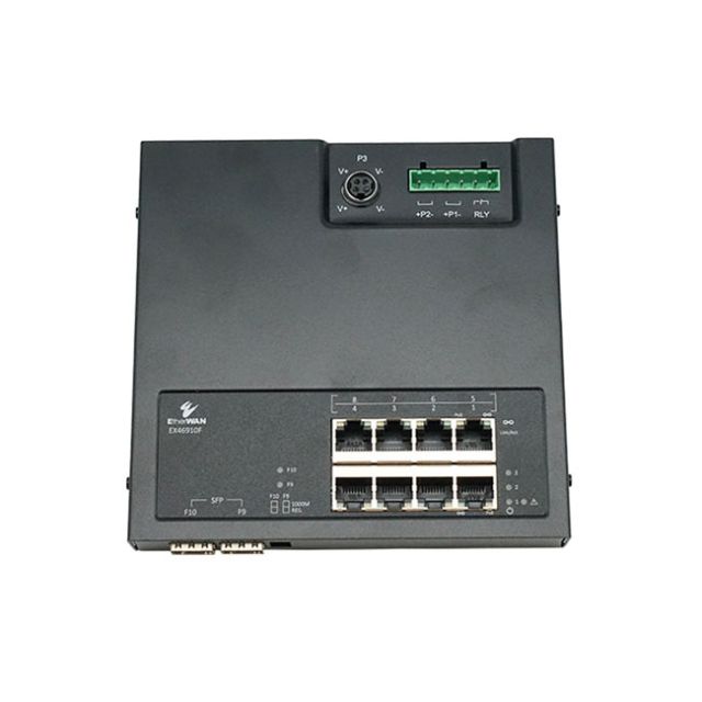 EtherWAN Hardened Unmanaged 8-Port Gigabit PoE & 2-Port Gigabit SFP Ethernet Switch