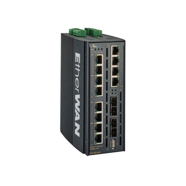 EtherWAN EX78900X Series Hardened Managed 12-Port Gigabit PoE and 4-Port 10G SFP+ Ethernet Switch