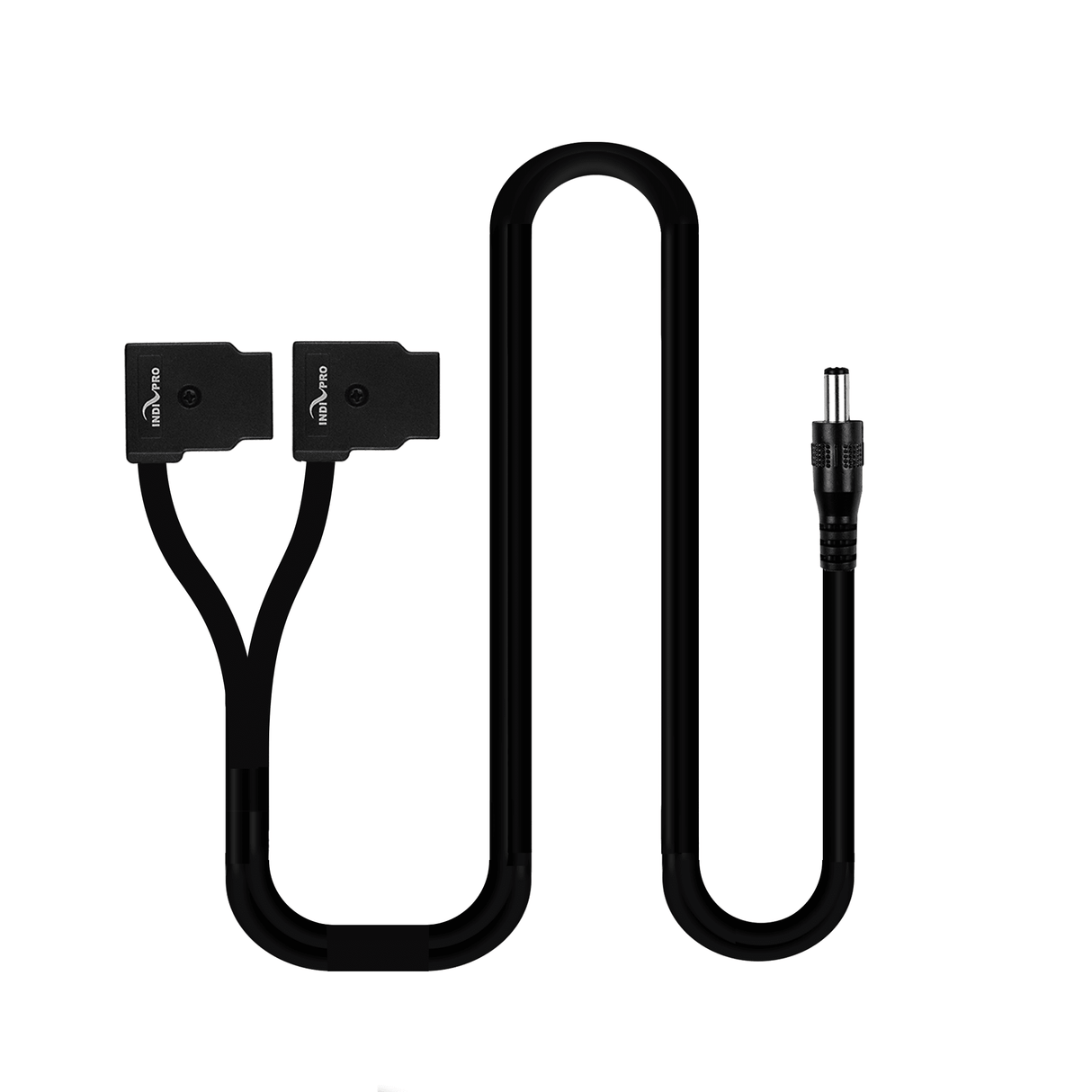 Indipro 2.5mm Male Power Cable to Dual Female D-Tap Ouputs (10", Non-Regulated)