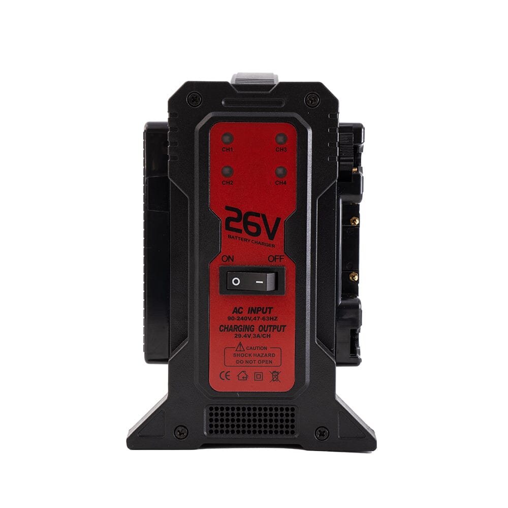 Indipro 2x Micro-Series 26V 265Wh Gold Mount Li-Ion Batteries and 26V Gold Mount Quad Charger Kit