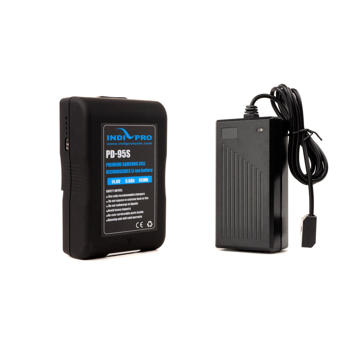 Indipro Compact 95Wh V-Mount Li-Ion Battery and D-Tap Pro Charger (2.5A) Kit