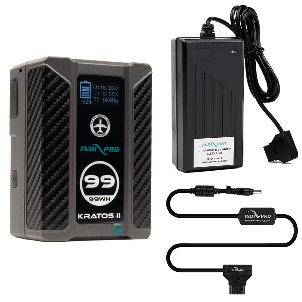 Indipro Kratos 99Wh V-Mount Battery, Charger & D-Tap for Canon C100 Camera Bundle
