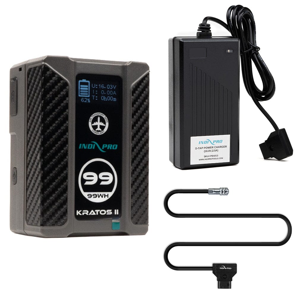 Indipro Kratos 99Wh V-Mount Battery, Charger & D-Tap for BMPCC 4K/6K Bundle