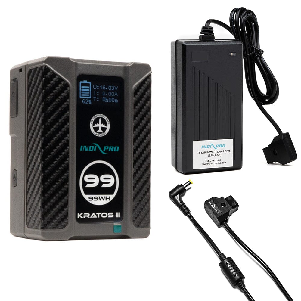 Indipro Kratos 99Wh V-Mount Battery, Charger & D-Tap for Panasonic HC-X2 4K Camcorder Bundle