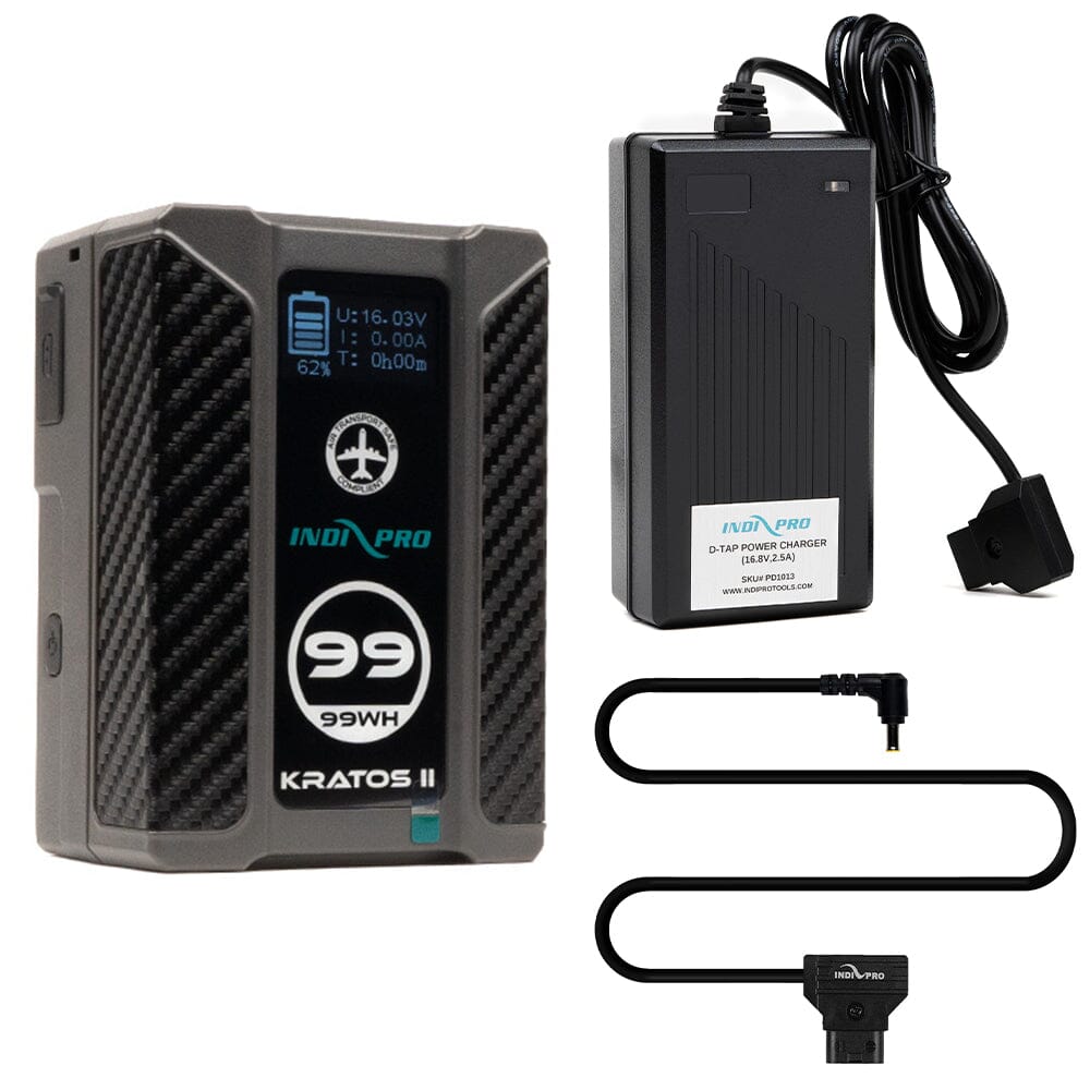 Indipro Kratos 99Wh V-Mount Battery, Charger & D-Tap for Sony PXW-FS7 Bundle