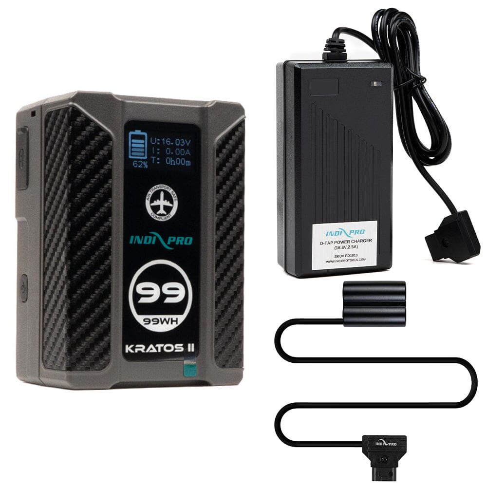 Indipro Kratos 99Wh V-Mount Battery, Charger & D-Tap to Fujifilm NP-W235 Battery Bundle