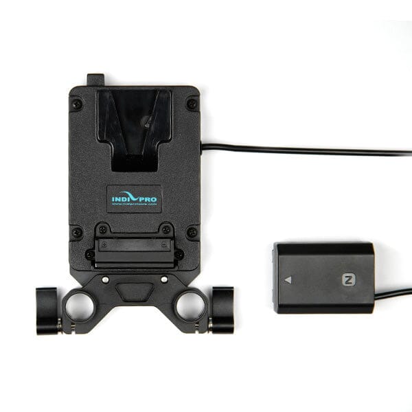 Indipro Mini V-Mount Adapter Plate to Sony NP-FZ100 Dummy Battery with 15mm Rod Mount (20")