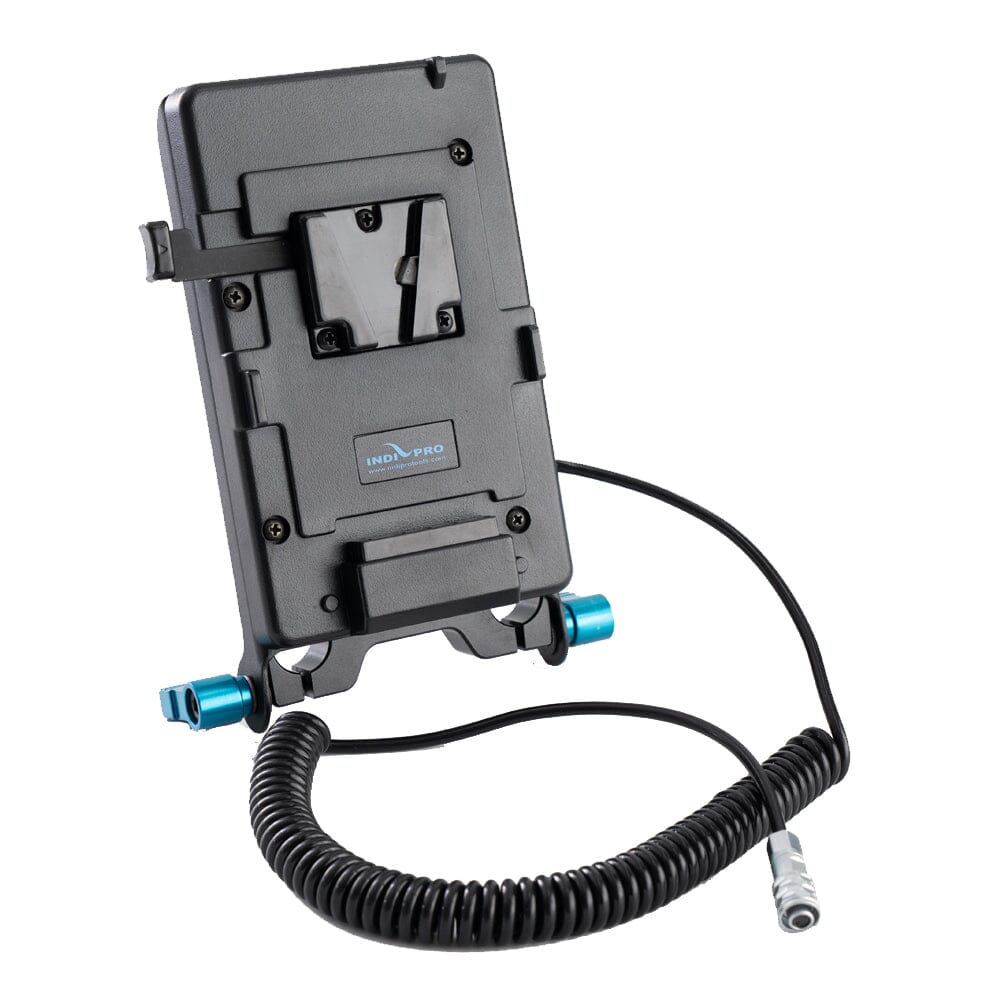 Indipro V-Mount Battery Plate for BMPCC 4K/6K/6K Pro with 15mm Rod Mount (Coiled,18-40")