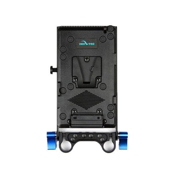 Indipro V-Mount Battery Plate with D-Tap Outputs and 15mm Rod Mount